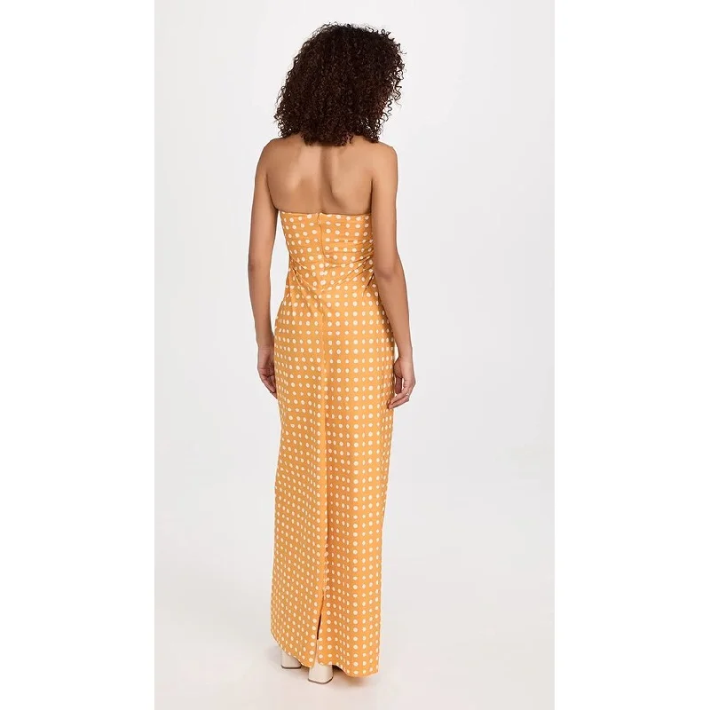 CAROLINE CONSTAS Women's Kaia Dress, Mustard White Polka Dot