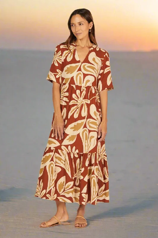 Sabre V-Neck Dress in Malibu Sunset