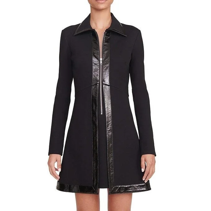 STAUD Women's Solid Black Assemblage Zip-Up Shirt Dress