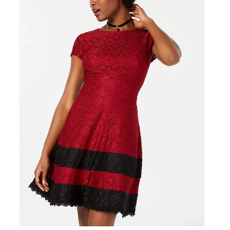 Teeze Me Junior's Lace Fit & Flare Dress Red Size 13 - 14