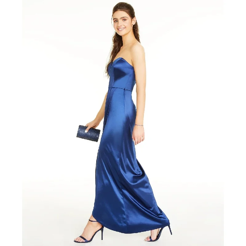 Teeze Me Juniors' Sweetheart-Neck Strapless Gown Navy Size 3