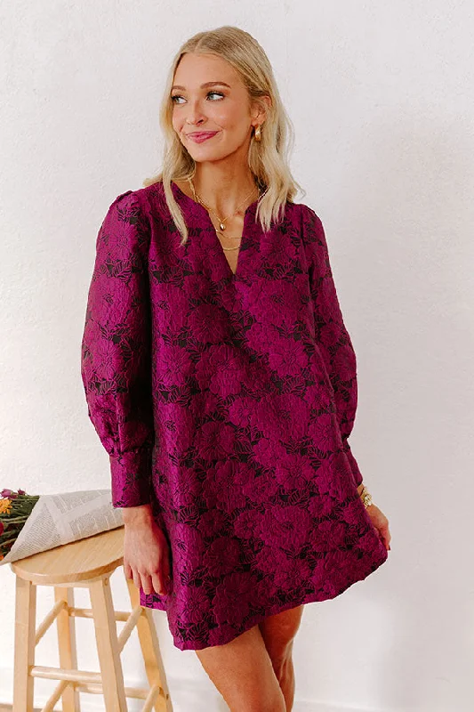 Happy Hour Chic Jacquard Mini Dress in Sangria