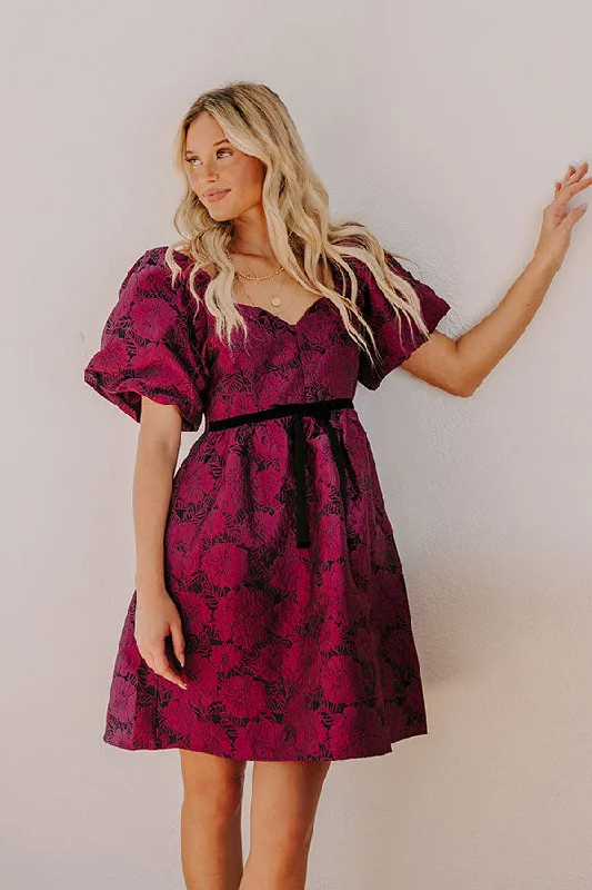 Posh Mindset Floral Jacquard Mini Dress