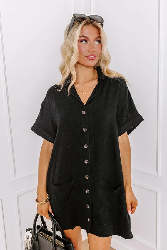 St. Lucia Bound Linen-Blend Mini Dress in Black