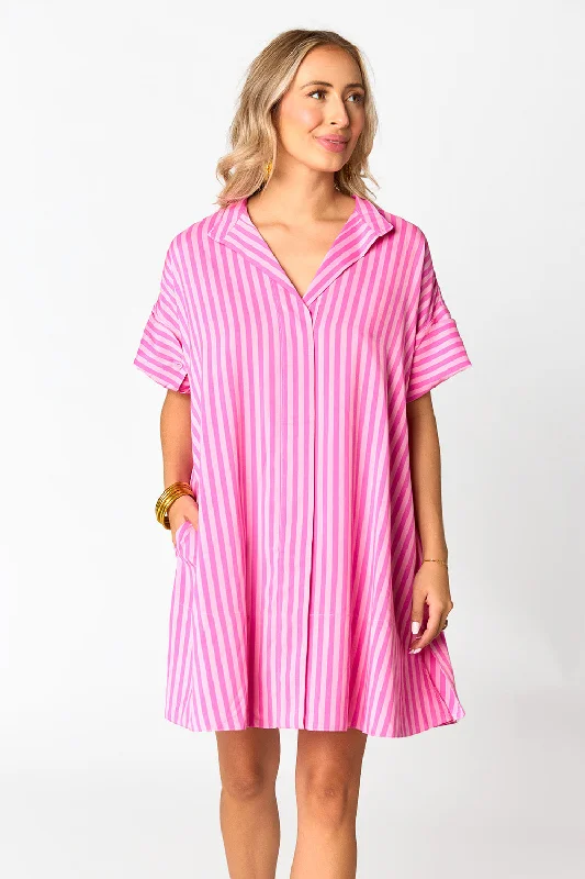 Stevie Shirt Dress - Bubble Gum