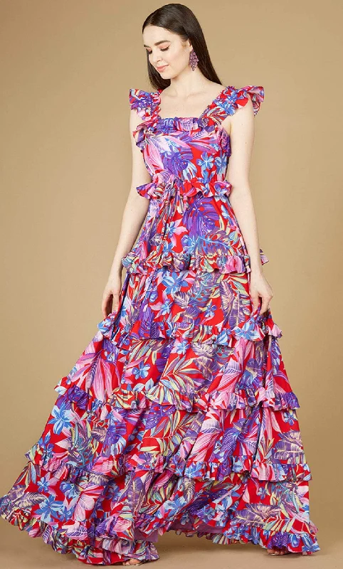 Lara Dresses 29271 - Ruffled Print Maxi Dress